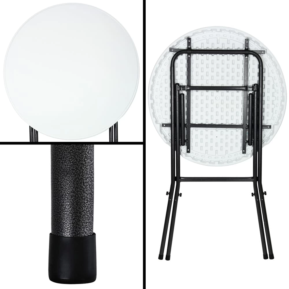 Stehtisch 2er-Set Weiß Kunststoff Ø75cm Klappbar 5 Stehtisch 2er-Set Weiß Kunststoff Ø75cm Klappbar – Bild 3