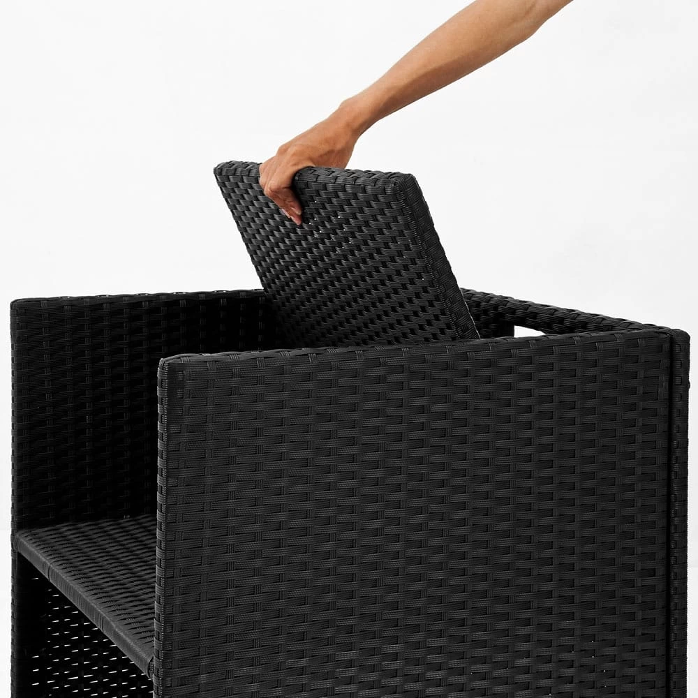 Polyrattan Garten-Sitzgruppe 9-tlg. Schwarz/Creme 5 Polyrattan Garten-Sitzgruppe 9-tlg. Schwarz/Creme – Bild 3