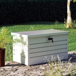 Abschließbare Auflagenbox Weiß Metall -Gartenmöbel Und Dekoration Geschäft 0651ca535ae94d30cbaa06f6fc28f80f de 108581d 12