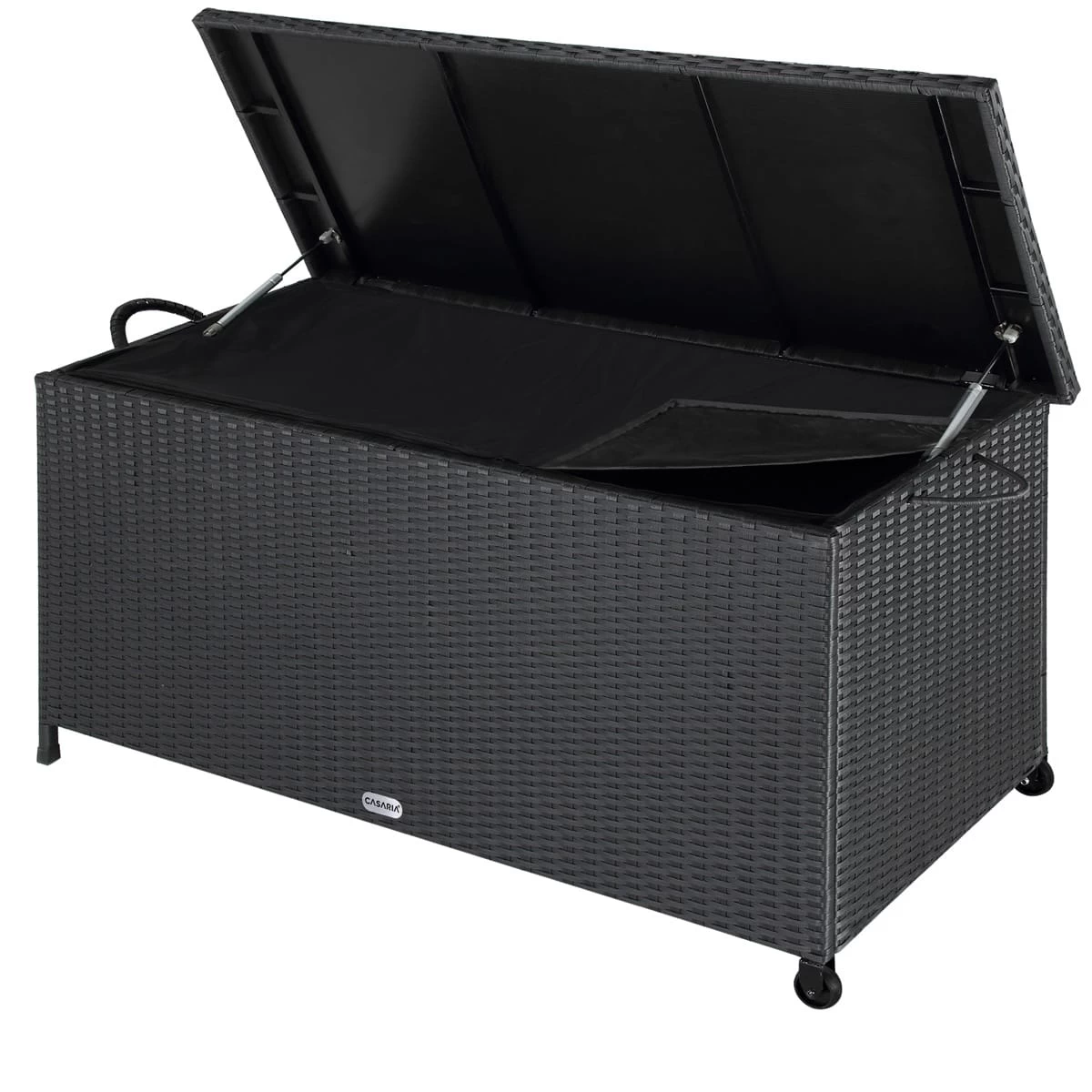 Polyrattan Auflagenbox Schwarz 122x56x61cm Griffe 8 Polyrattan Auflagenbox Schwarz 122x56x61cm Griffe – Bild 6