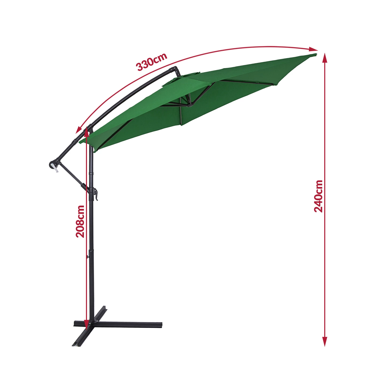 Ampelschirm Grün Alu Ø330cm UV-Schutz 50+ + Abdeckung 7 Ampelschirm Grün Alu Ø330cm UV-Schutz 50+ + Abdeckung – Bild 5