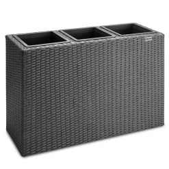 Polyrattan Blumentopf Schwarz 83x30,5x60cm