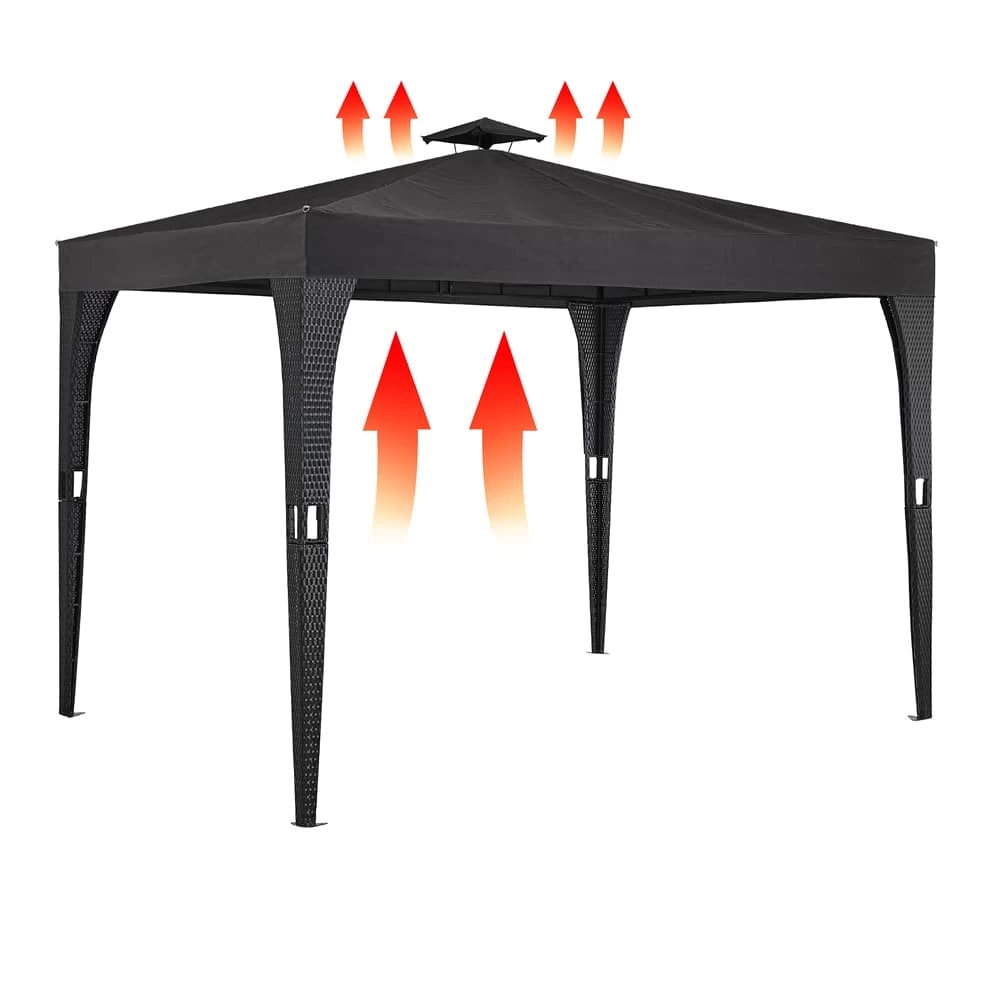 Polyrattan Pavillon Anthrazit 3x3m 8 Polyrattan Pavillon Anthrazit 3x3m – Bild 6