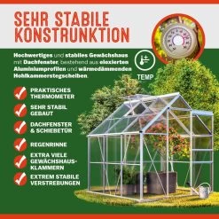 Alu Gewächshaus 190x190x195cm Mit Dachfenster -Gartenmöbel Und Dekoration Geschäft 15ec3d7f6af21a8cf1d8bab588c36ef6 02 991468 on fs m amz low de 1