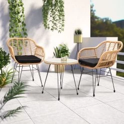 Polyrattan Garten-Sitzgruppe Bali 3-tlg. Natur/Schwarz -Gartenmöbel Und Dekoration Geschäft 1914df9eeeb9e350fb5104fe42c3d675 de 108348g 3