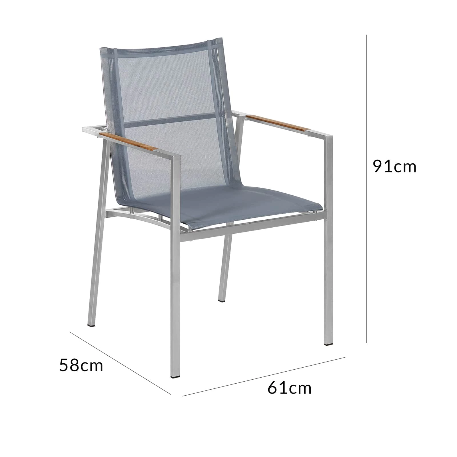 Gartenstuhl Monza 4er-Set Grau Stapelbar 7 Gartenstuhl Monza 4er-Set Grau Stapelbar – Bild 5