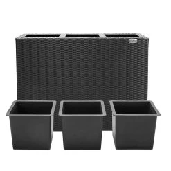 Polyrattan Blumentopf Schwarz 83x30,5x60cm -Gartenmöbel Und Dekoration Geschäft 1aa743eb16be78007e128853644ac085 de 106639d 1