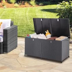 Polyrattan-Auflagenbox Schwarz 150x77x73cm Mit Rollen -Gartenmöbel Und Dekoration Geschäft 1d321b61d0dd2843f4c23037443e230a de 108343d 13
