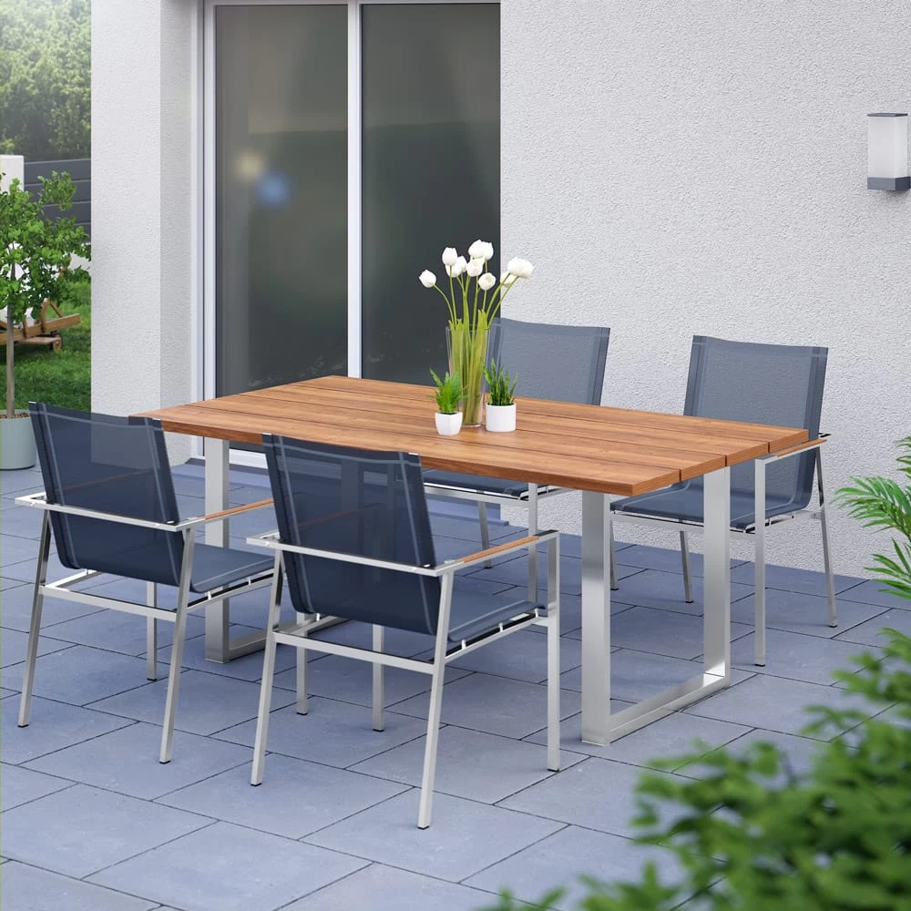 Gartenstuhl Monza 4er-Set Grau Stapelbar 8 Gartenstuhl Monza 4er-Set Grau Stapelbar – Bild 6