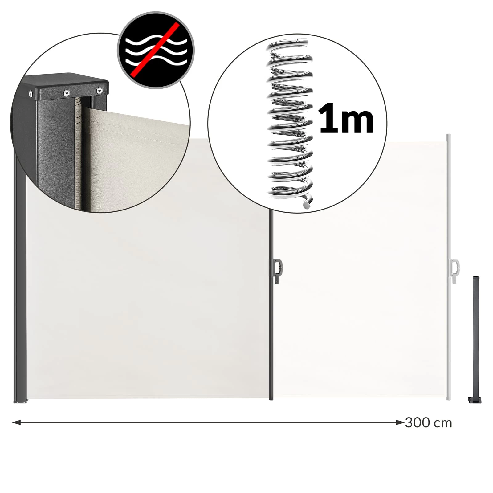 Seitenmarkise Nosara Creme 180x300cm Ausziehbar 7 Seitenmarkise Nosara Creme 180x300cm Ausziehbar – Bild 5