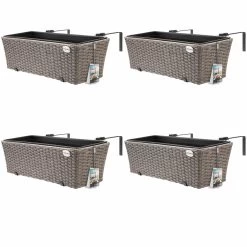 Polyrattan Blumenkasten 4er-Set Creme