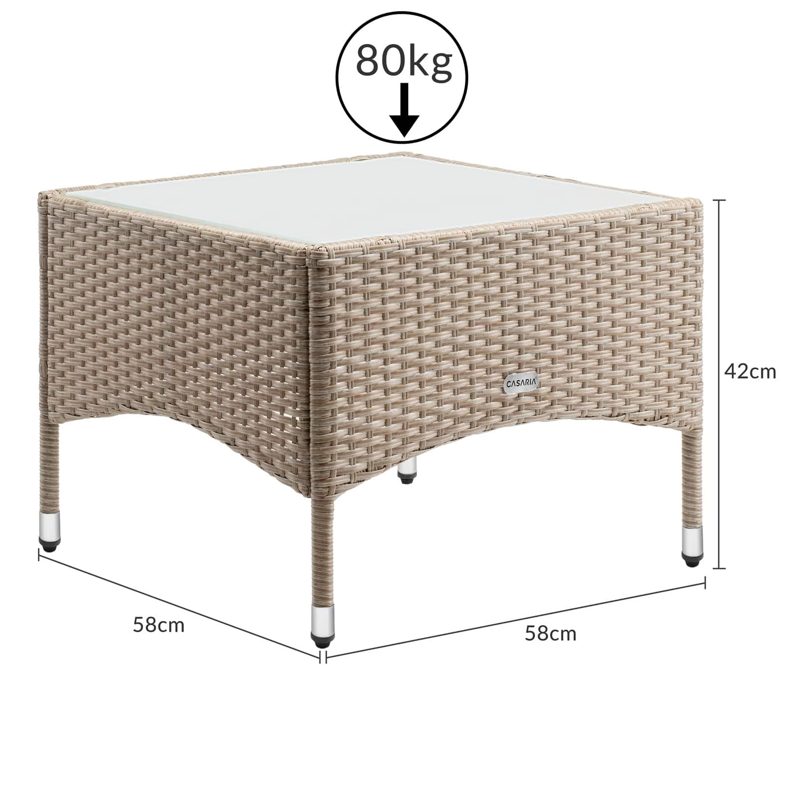 Polyrattan Beistelltisch Grau-Beige 58x58x42cm 9 Polyrattan Beistelltisch Grau-Beige 58x58x42cm – Bild 7