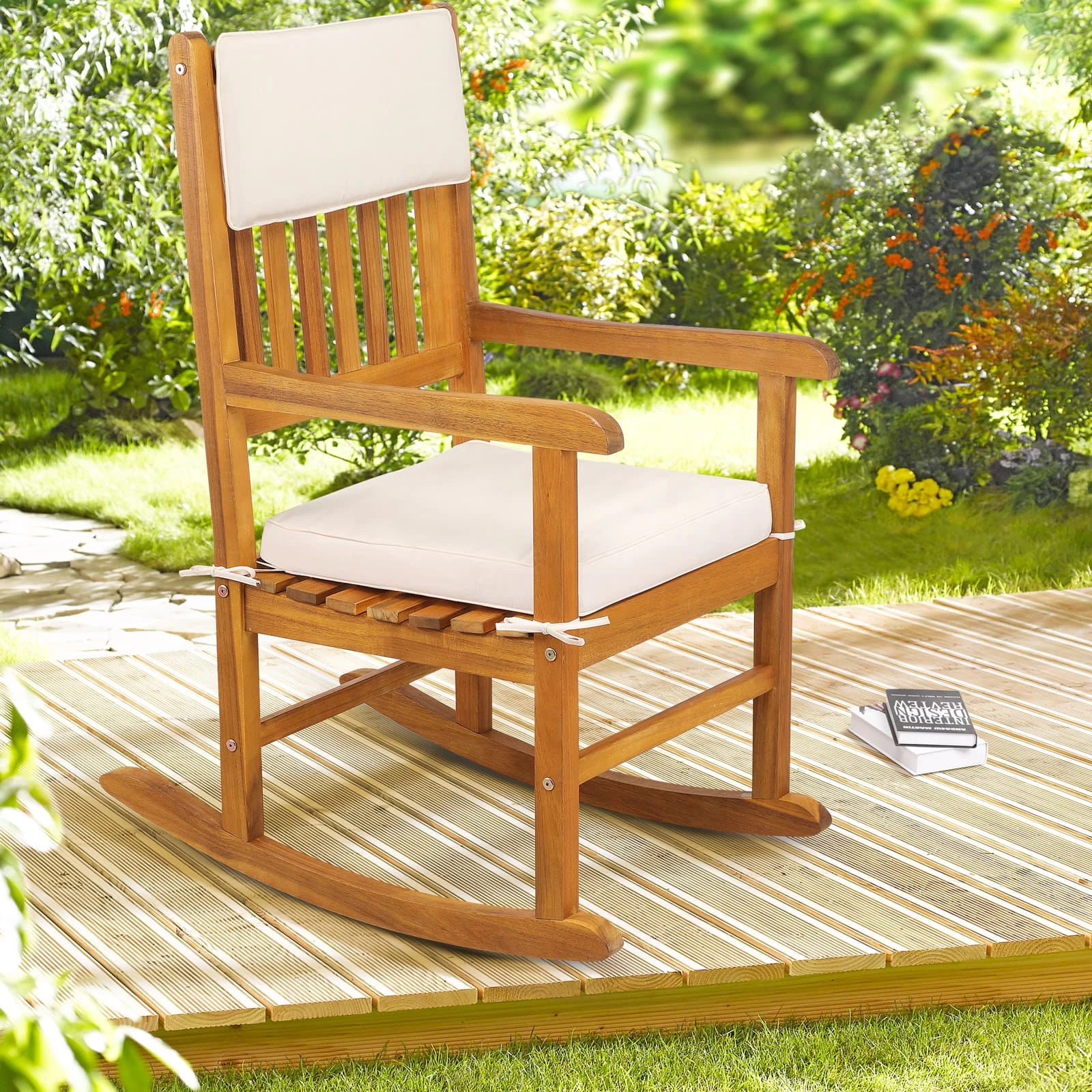 Schaukelstuhl Akazienholz 107x54x76cm 8 Schaukelstuhl Akazienholz 107x54x76cm – Bild 6