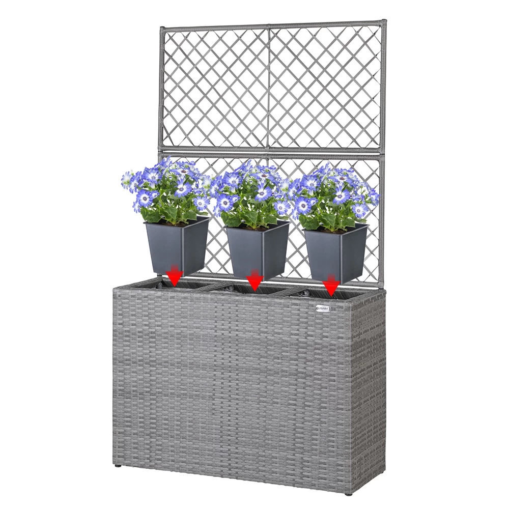Polyrattan Blumenkasten Mit Rankgitter Grau 9 Polyrattan Blumenkasten Mit Rankgitter Grau – Bild 7