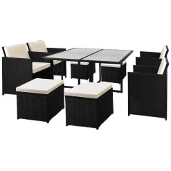 Polyrattan Garten-Sitzgruppe 9-tlg. Schwarz/Creme 20 Polyrattan Garten-Sitzgruppe 9-tlg. Schwarz/Creme -Gartenmöbel Und Dekoration Geschäft 25d87063e785167796456ffcade319c4 a de 101563g20