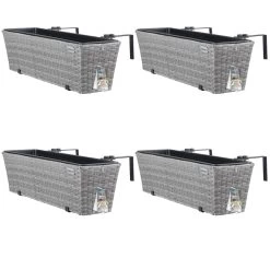 Polyrattan Blumenkasten 4er-Set Grau