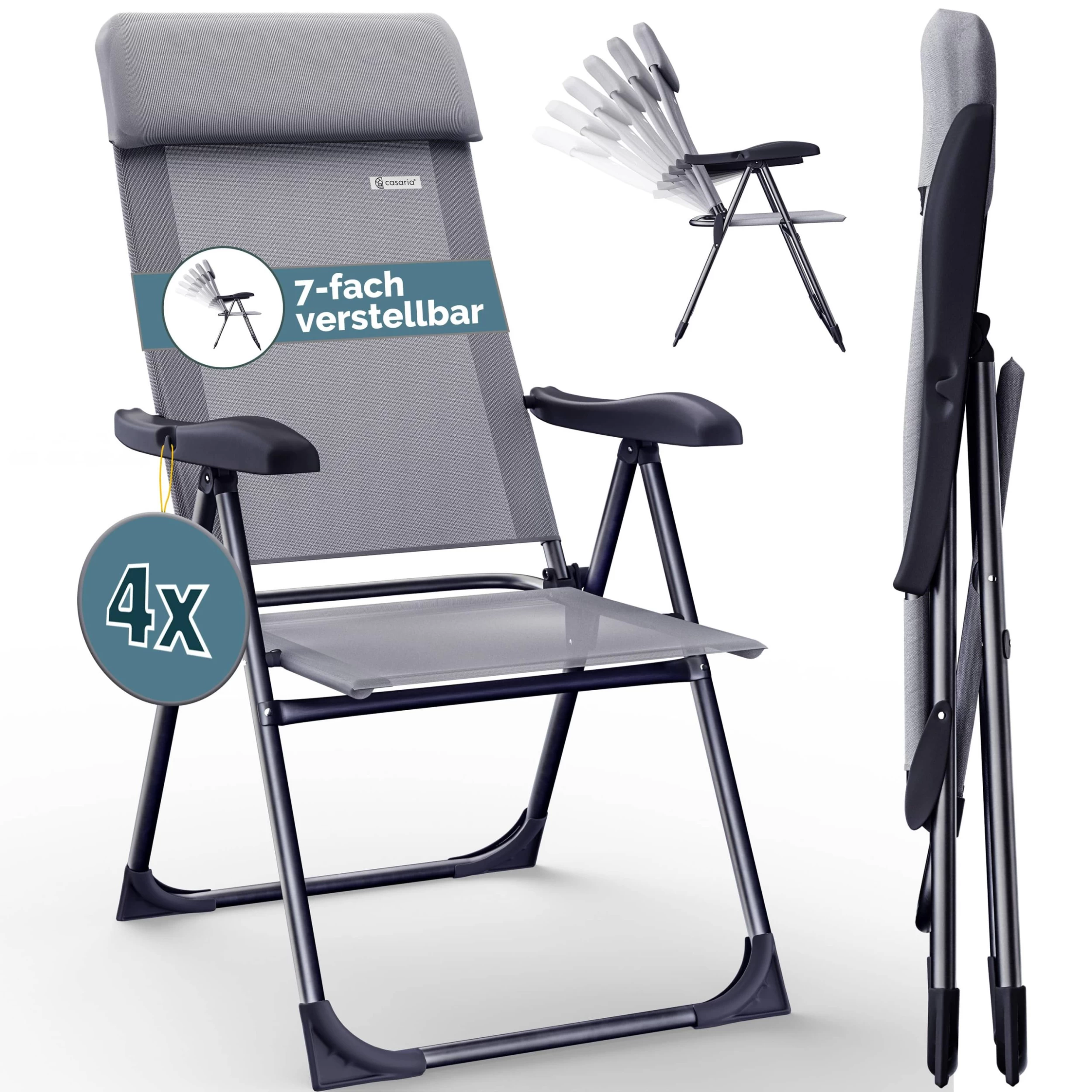 Gartenstuhl 4er-Set Grau Alu Klappbar 10 Gartenstuhl 4er-Set Grau Alu Klappbar – Bild 8