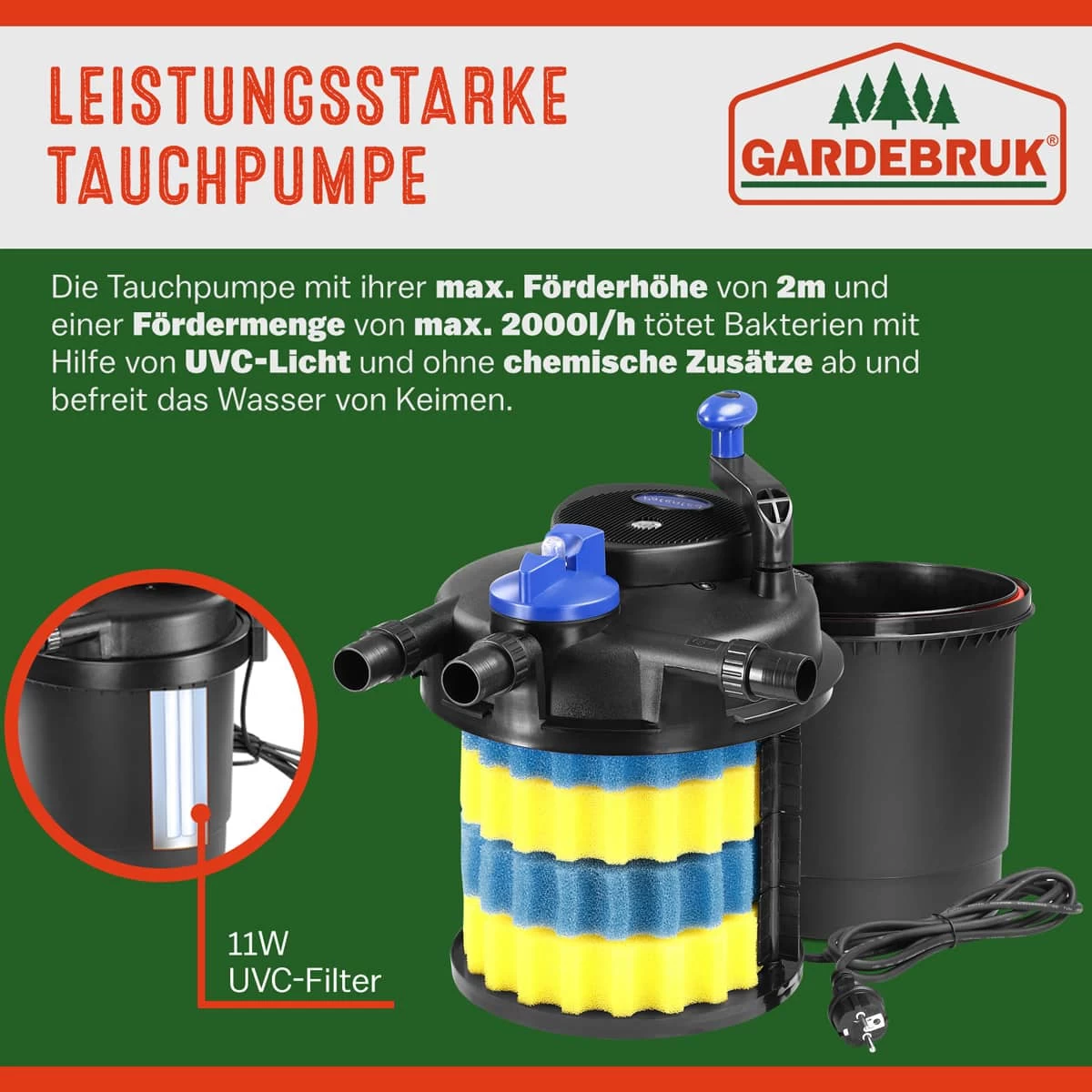 Teichdruckfilter Komplettset 2.000L/h 7 Teichdruckfilter Komplettset 2.000L/h – Bild 5