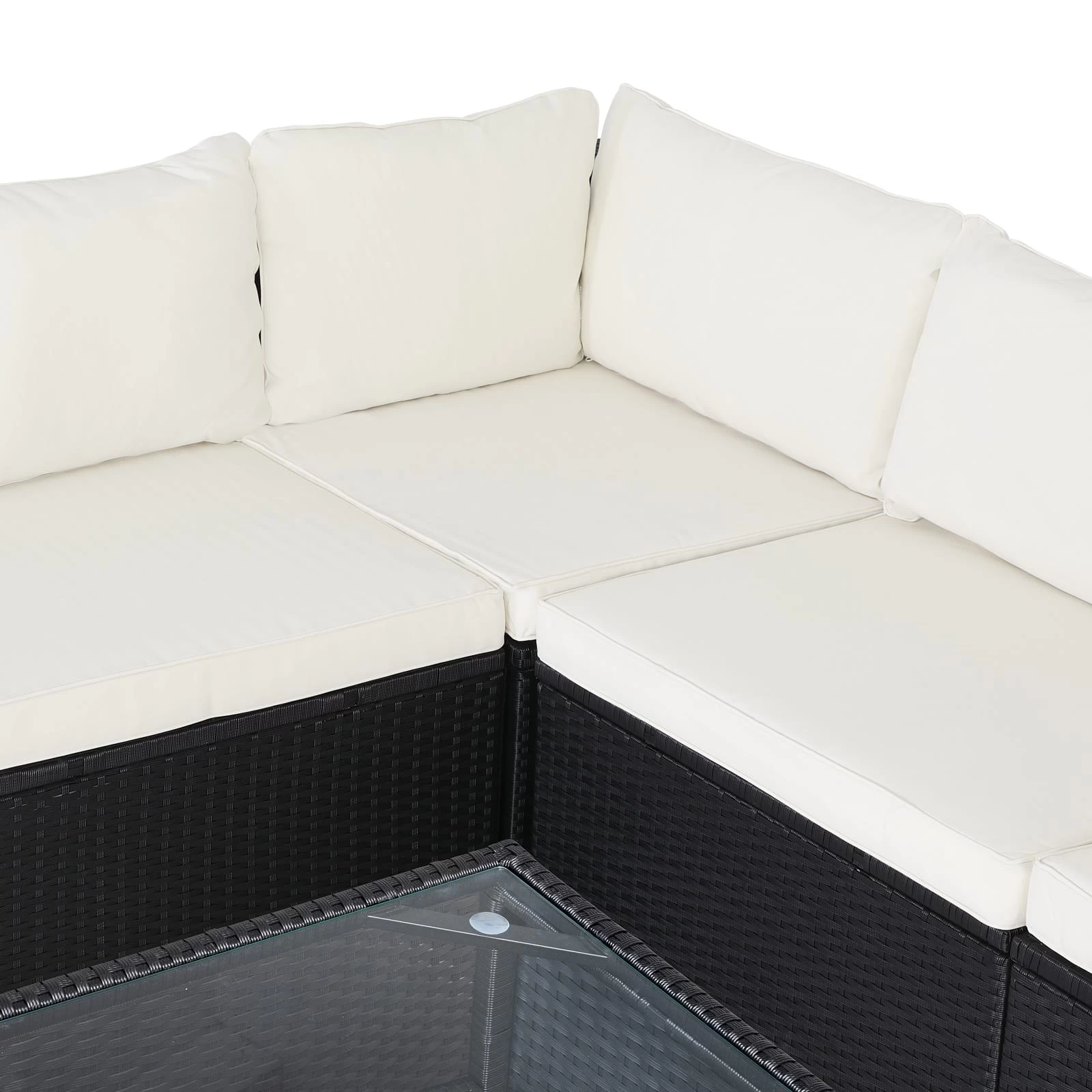 Polyrattan Ecklounge XXL Schwarz/Creme Inkl. Kissen 6 Polyrattan Ecklounge XXL Schwarz/Creme Inkl. Kissen – Bild 4
