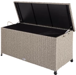Polyrattan Auflagenbox Creme 122x56x61cm Rollen -Gartenmöbel Und Dekoration Geschäft 295a99e27b381f6cae824f8748e1778f Freisteller creme hintergrund weiss