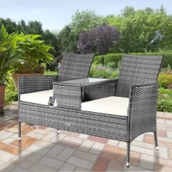 Polyrattan Kino Bank Grau/Beige 143x55x88cm -Gartenmöbel Und Dekoration Geschäft 2a1368d1f06e72567a8a6a633ca1d3da de 109331d 12