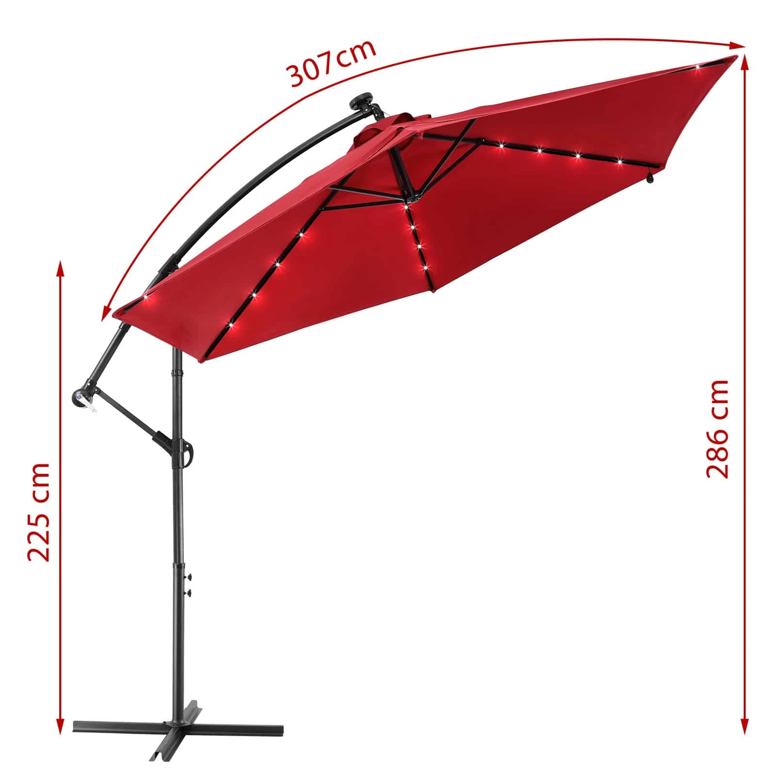 LED Solar Ampelschirm Haiti Rot Ø300cm 9 LED Solar Ampelschirm Haiti Rot Ø300cm – Bild 7