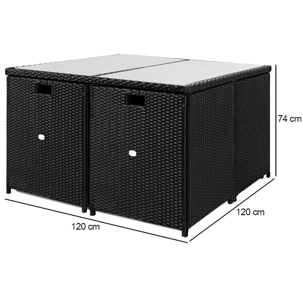 Polyrattan Garten-Sitzgruppe 9-tlg. Schwarz/Creme 10 Polyrattan Garten-Sitzgruppe 9-tlg. Schwarz/Creme – Bild 8