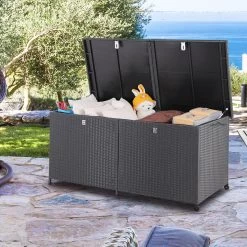 Polyrattan-Auflagenbox Schwarz 150x77x73cm Mit Rollen -Gartenmöbel Und Dekoration Geschäft 33832d076607eaee0d67debbf6ca94cf de 108343d 16 1