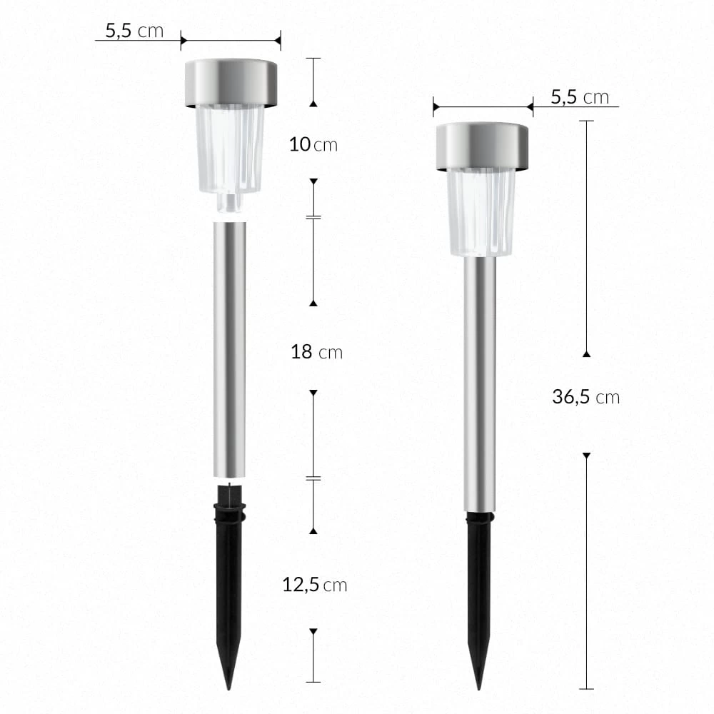 LED Solarleuchte 24er-Set Edelstahl 37cm 4 LED Solarleuchte 24er-Set Edelstahl 37cm – Bild 2