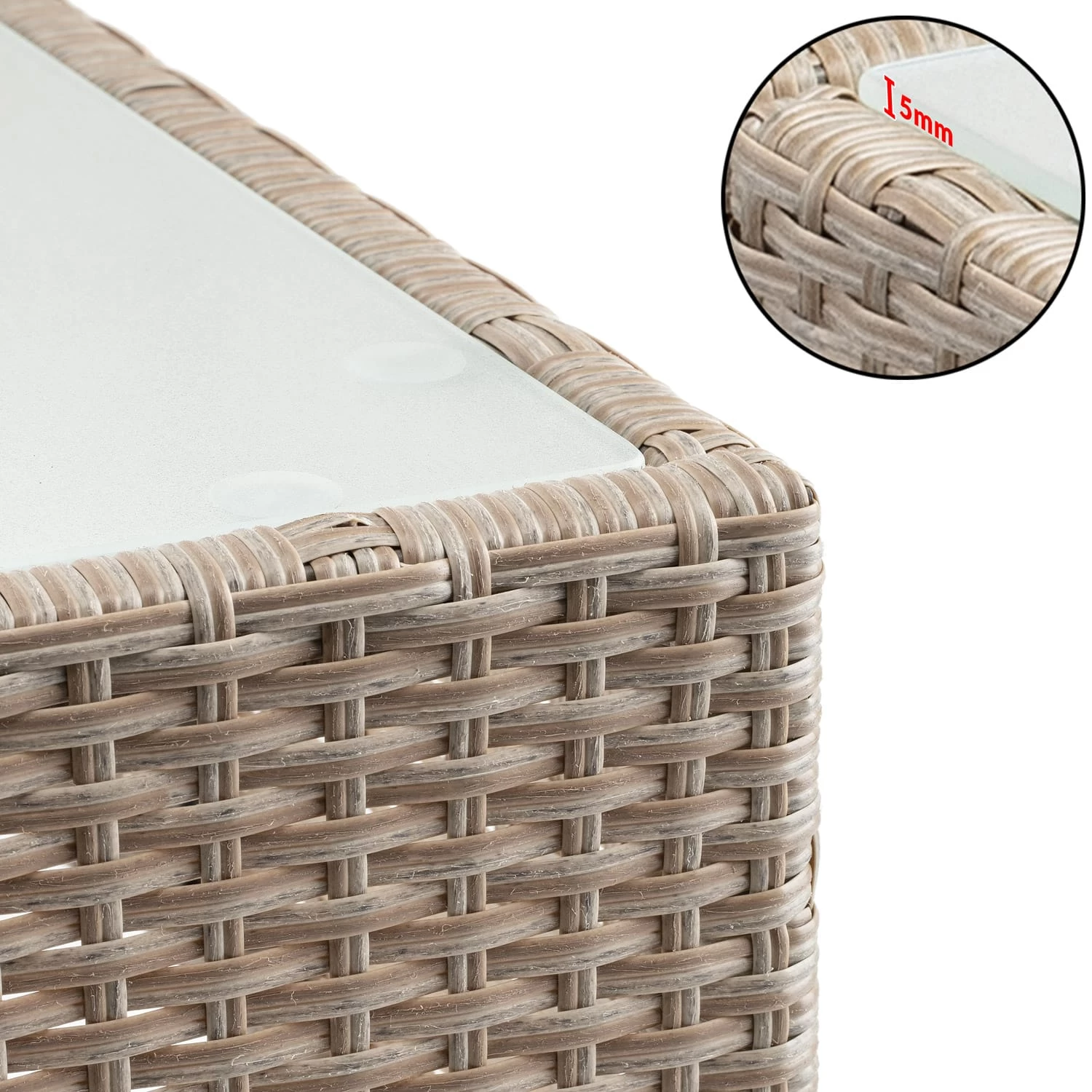 Polyrattan Beistelltisch Grau-Beige 58x58x42cm 8 Polyrattan Beistelltisch Grau-Beige 58x58x42cm – Bild 6