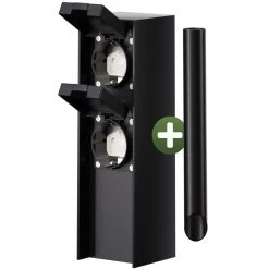 Gartensteckdose Schwarz 2er-Stecker 23x7x7cm