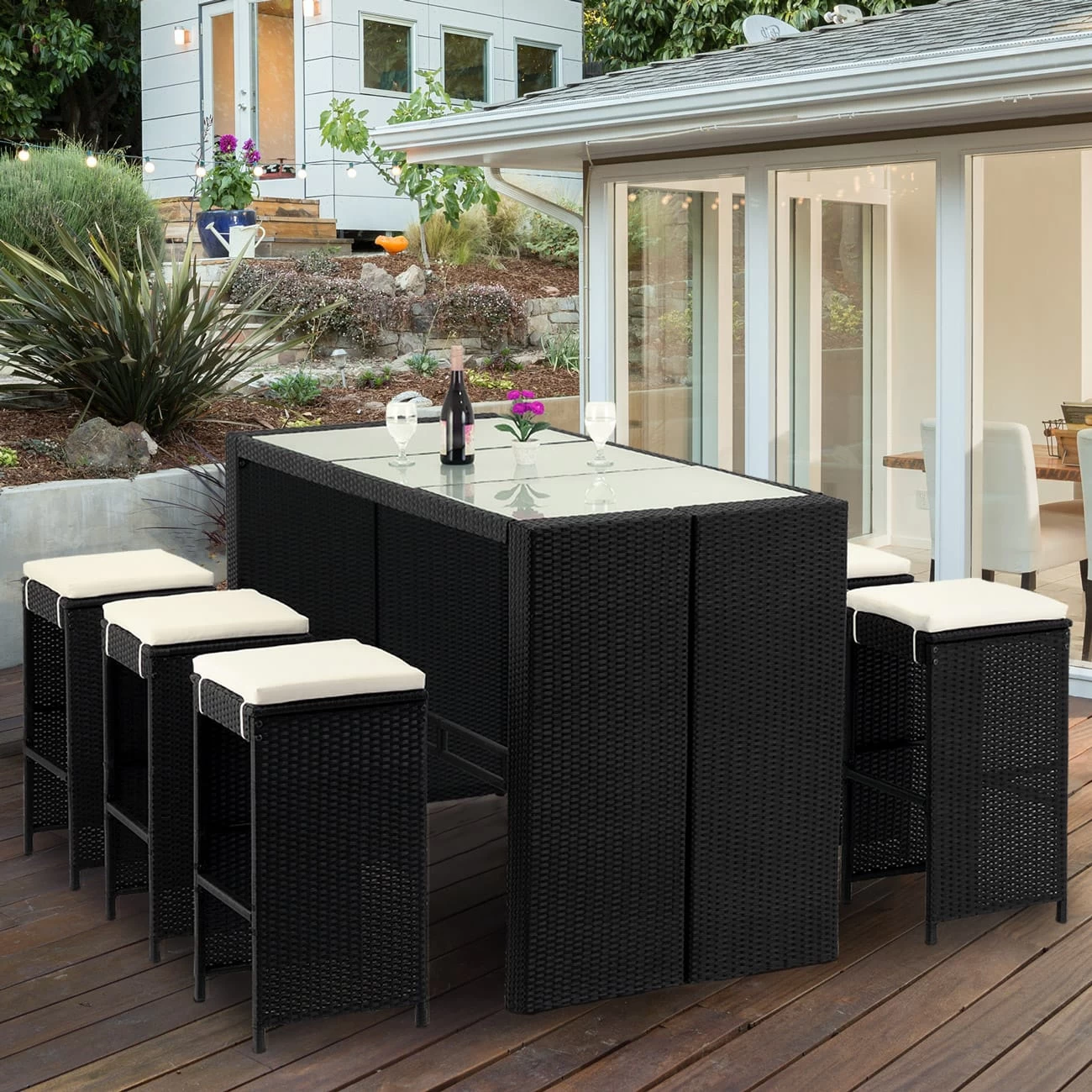 Polyrattan Bar-Set Rio 7-tlg. Schwarz Inkl. Sitzauflagen 14 Polyrattan Bar-Set Rio 7-tlg. Schwarz Inkl. Sitzauflagen – Bild 12