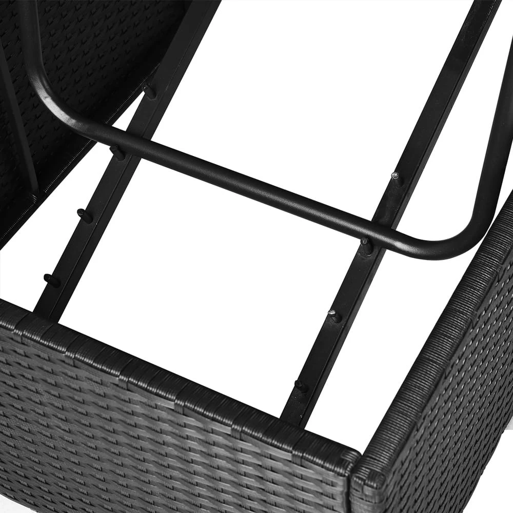 Polyrattan Sonnenliege Schwarz/Creme 195x60x39/145cm 10 Polyrattan Sonnenliege Schwarz/Creme 195x60x39/145cm – Bild 8