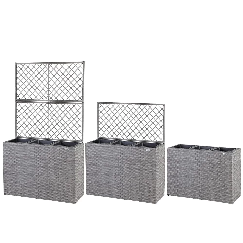Polyrattan Blumenkasten Mit Rankgitter Grau 7 Polyrattan Blumenkasten Mit Rankgitter Grau – Bild 5
