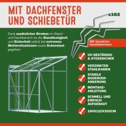 Alu Beistellgewächshaus 190x122x202cm Mit Fundament -Gartenmöbel Und Dekoration Geschäft 414c117d769549564918087c4fc85c31 03 991464 on dts amz high de 1