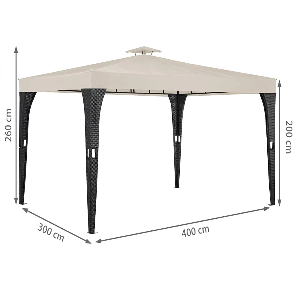 Polyrattan Pavillon Schwarz/Creme 3x4m 10 Polyrattan Pavillon Schwarz/Creme 3x4m – Bild 8