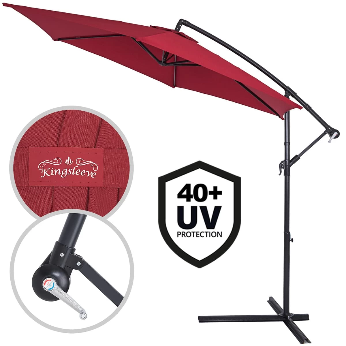 Ampelschirm Rot Alu Ø300cm UV-Schutz 50+ 4 Ampelschirm Rot Alu Ø300cm UV-Schutz 50+ – Bild 2