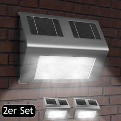 LED Solar-Wandleuchte 2er-Set Edelstahl