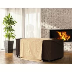 Polyrattan Auflagenbox Braun 122x56x61cm Rollen