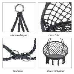 Hängesessel Grau Ø61cm Rund Mit Fransen -Gartenmöbel Und Dekoration Geschäft 4379c113fd569d9213975ae97f8eb741 de 107497d 2 1