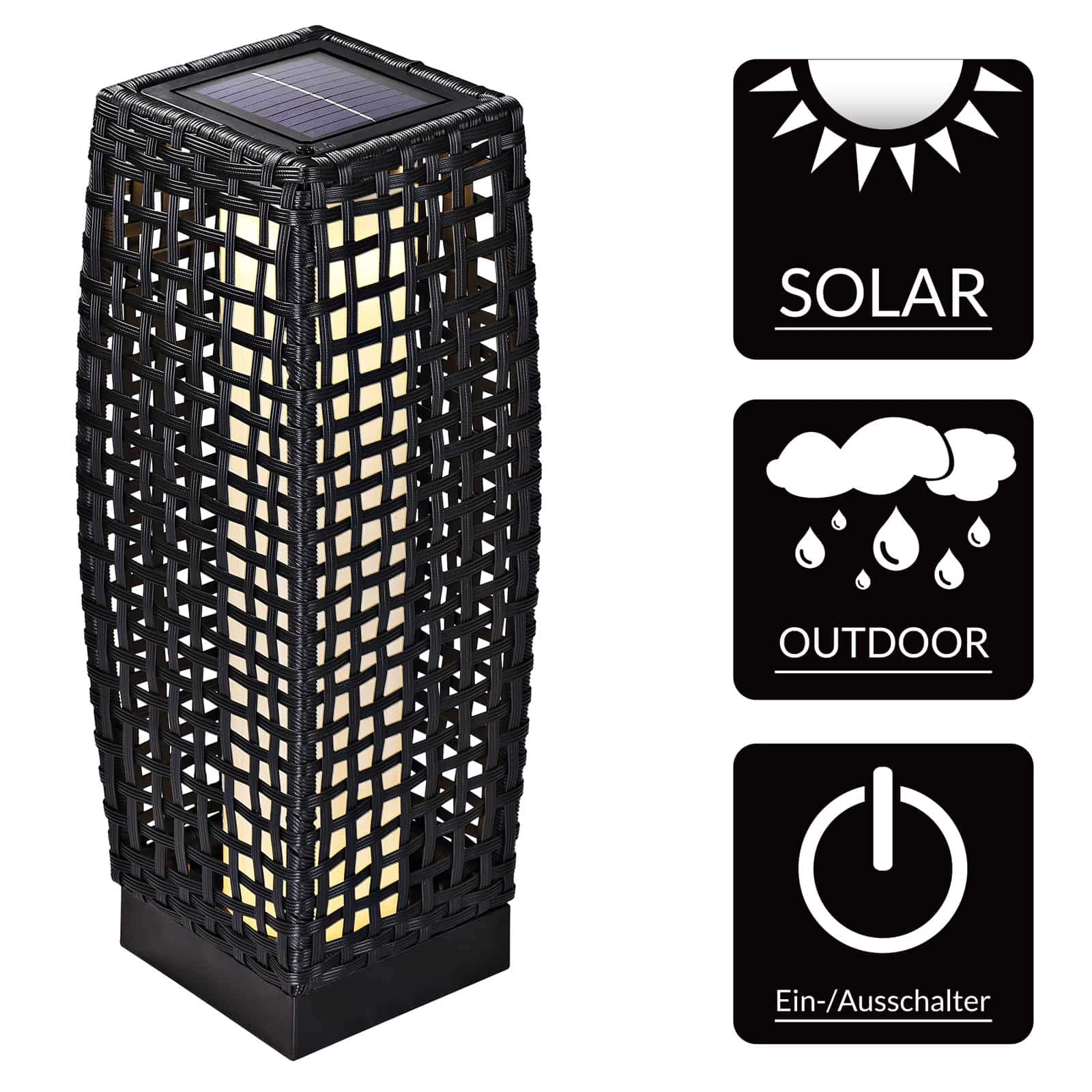 LED Solarleuchte Polyrattan 50cm 6 LED Solarleuchte Polyrattan 50cm – Bild 4
