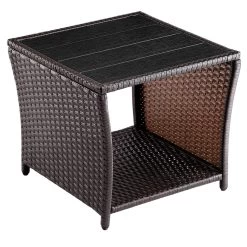 Polyrattan Beistelltisch Vedis Braun 45x45x40cm