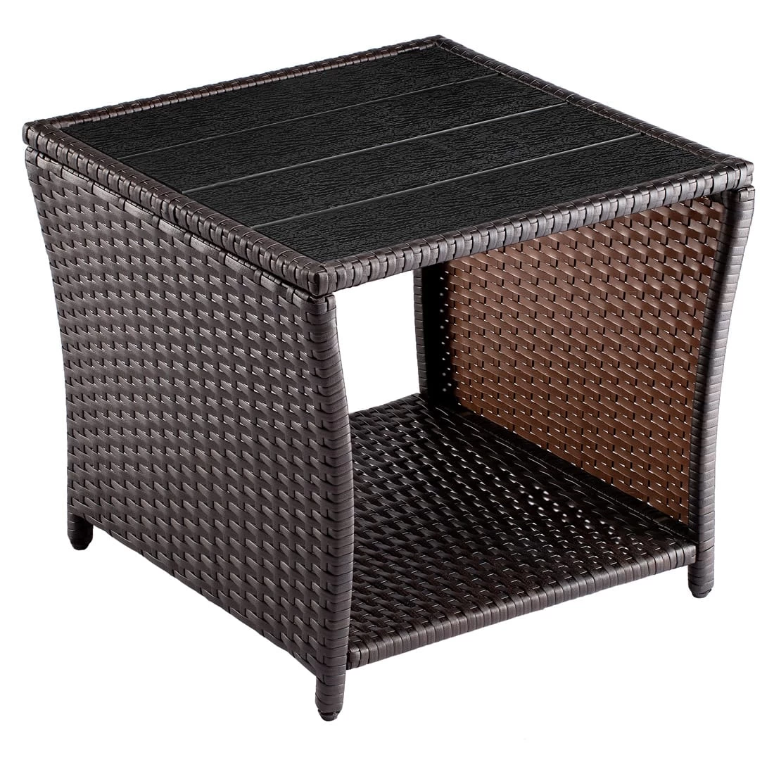 Polyrattan Beistelltisch Vedis Braun 45x45x40cm 3 Polyrattan Beistelltisch Vedis Braun 45x45x40cm