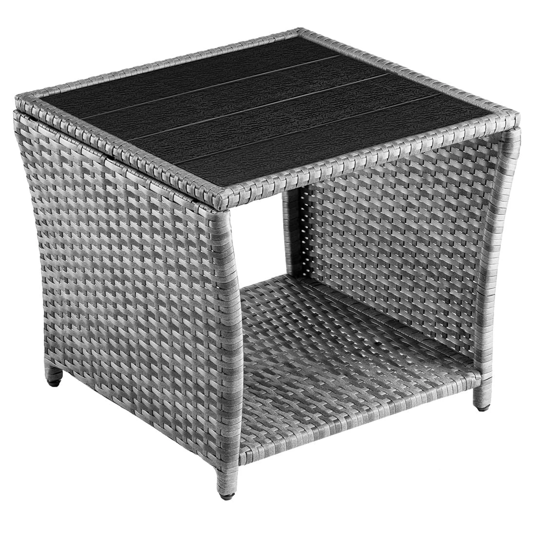 Polyrattan Beistelltisch Vedis Grau 45x45x40cm 3 Polyrattan Beistelltisch Vedis Grau 45x45x40cm