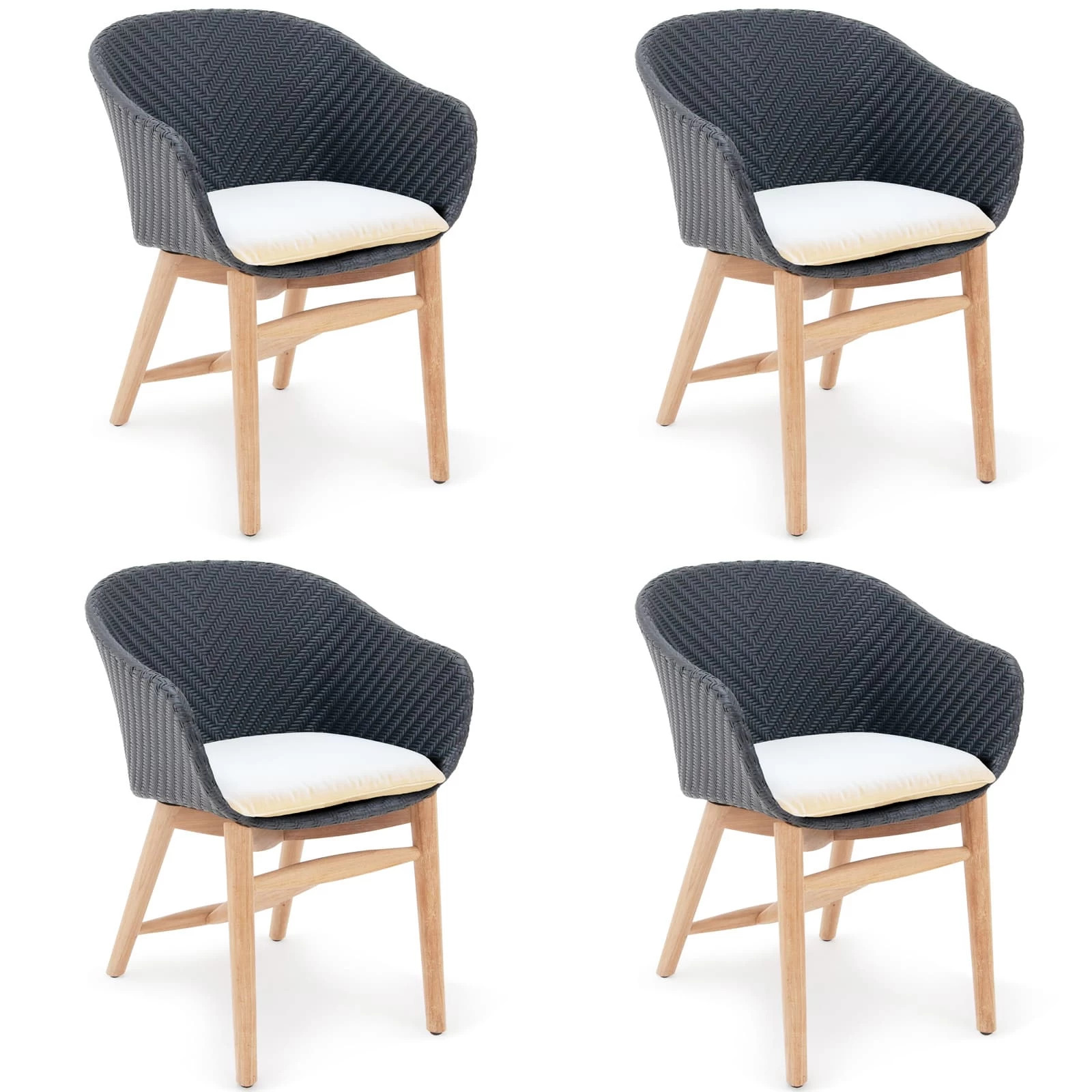 Sitzkissen Milano Torino 4er-Set Weiß 60x60x7cm 3 Sitzkissen Milano Torino 4er-Set Weiß 60x60x7cm