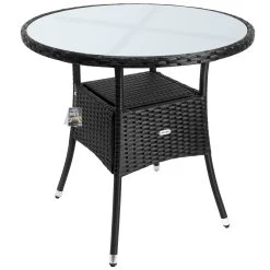 Polyrattan Tisch Schwarz Ø80cm