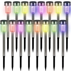 LED Solarleuchte 16er-Set Edelstahl Multicolor