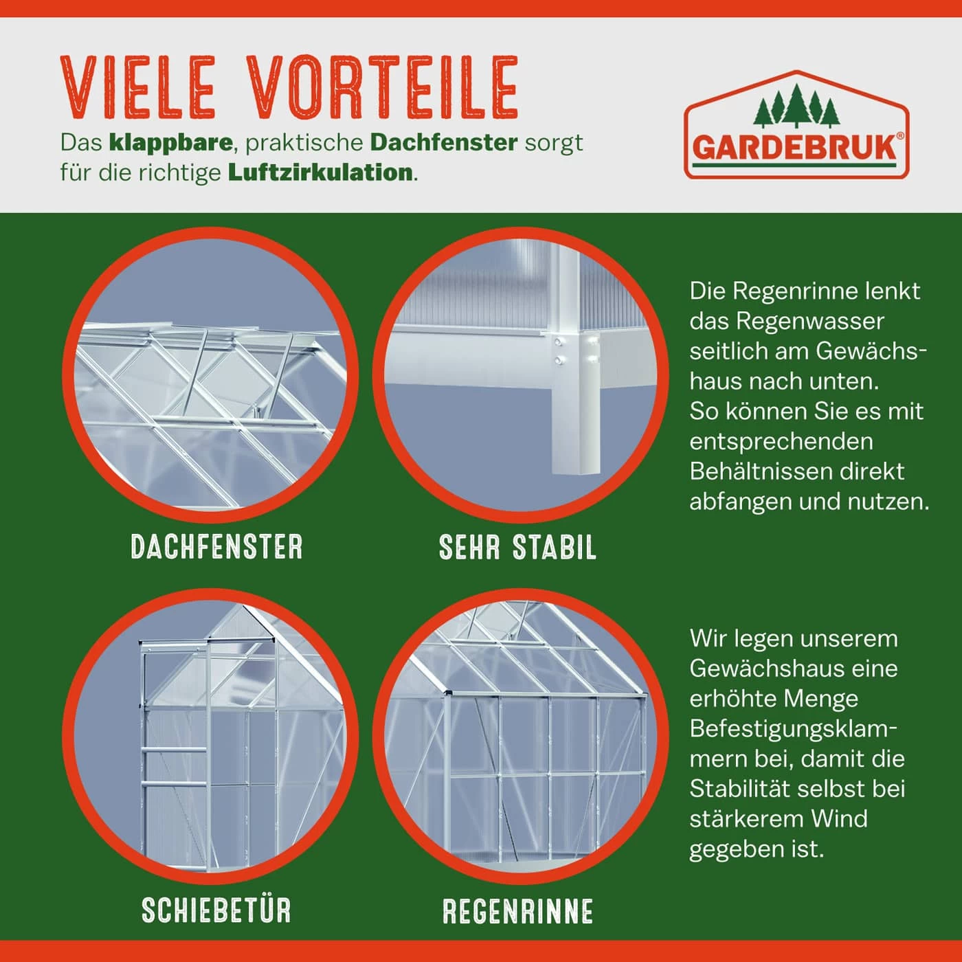 Alu Gewächshaus 250x190x195cm Mit Fundament 4 Alu Gewächshaus 250x190x195cm Mit Fundament – Bild 2