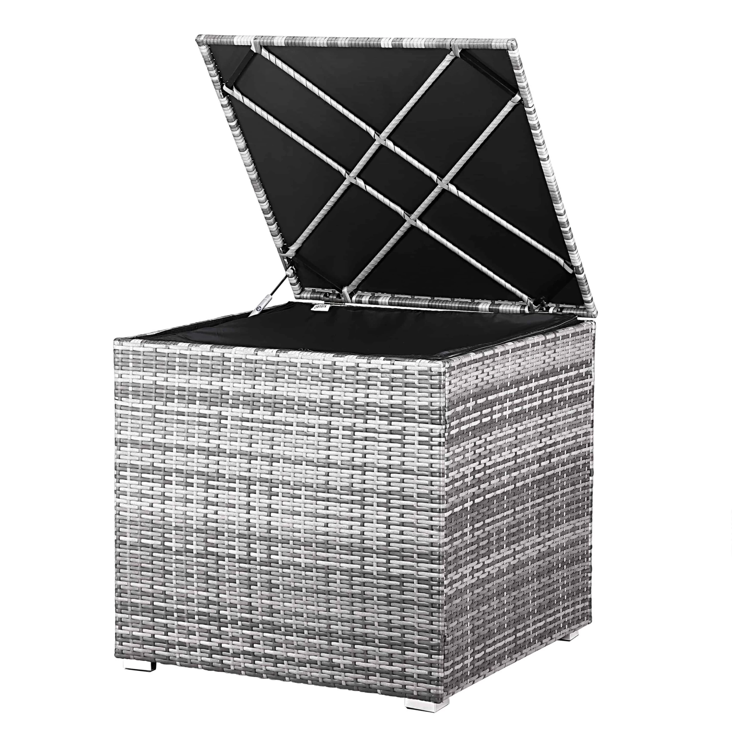 Polyrattan Auflagenbox Grau 75x75x70cm 3 Polyrattan Auflagenbox Grau 75x75x70cm