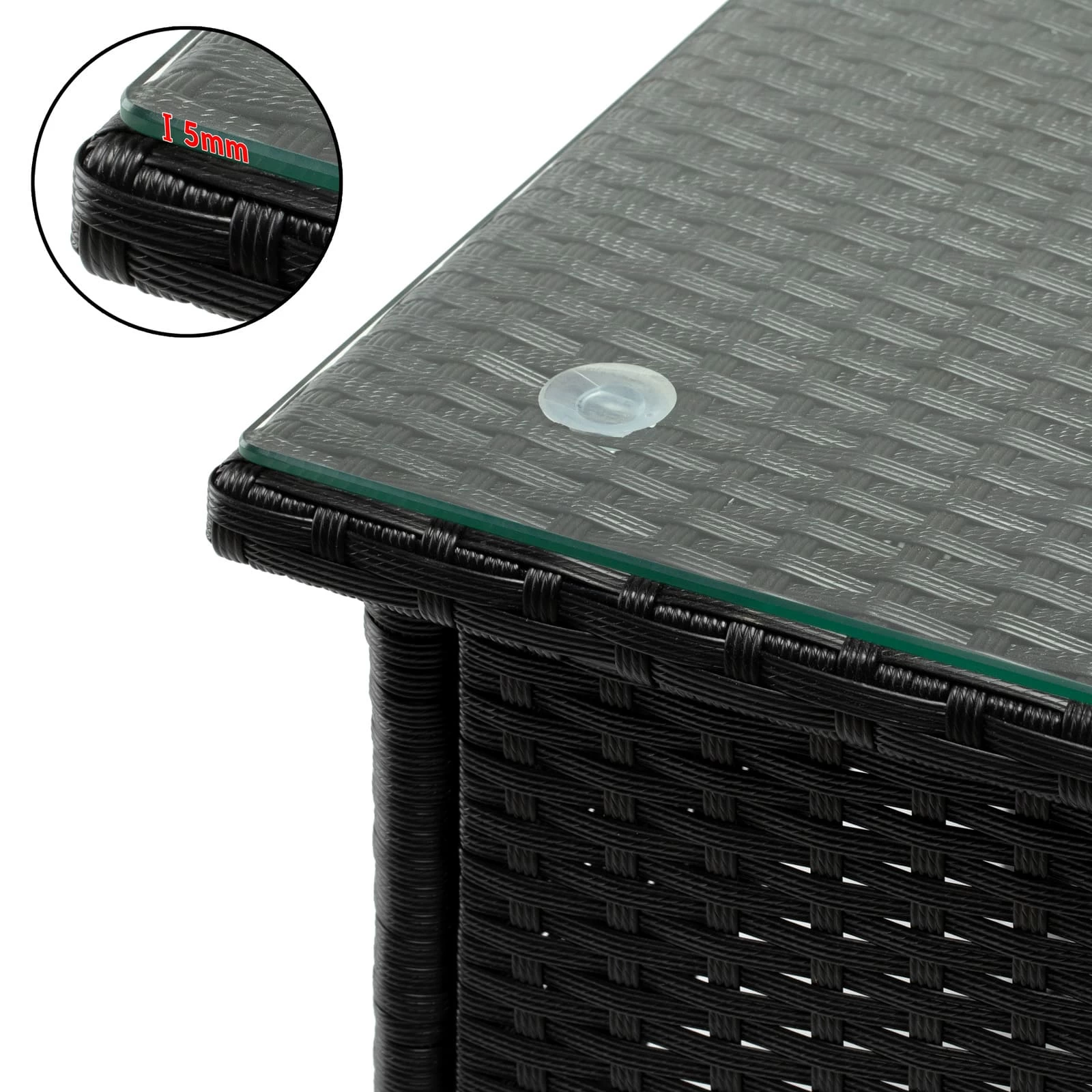 Polyrattan Beistelltisch Schwarz 50x50x45cm 10 Polyrattan Beistelltisch Schwarz 50x50x45cm – Bild 8